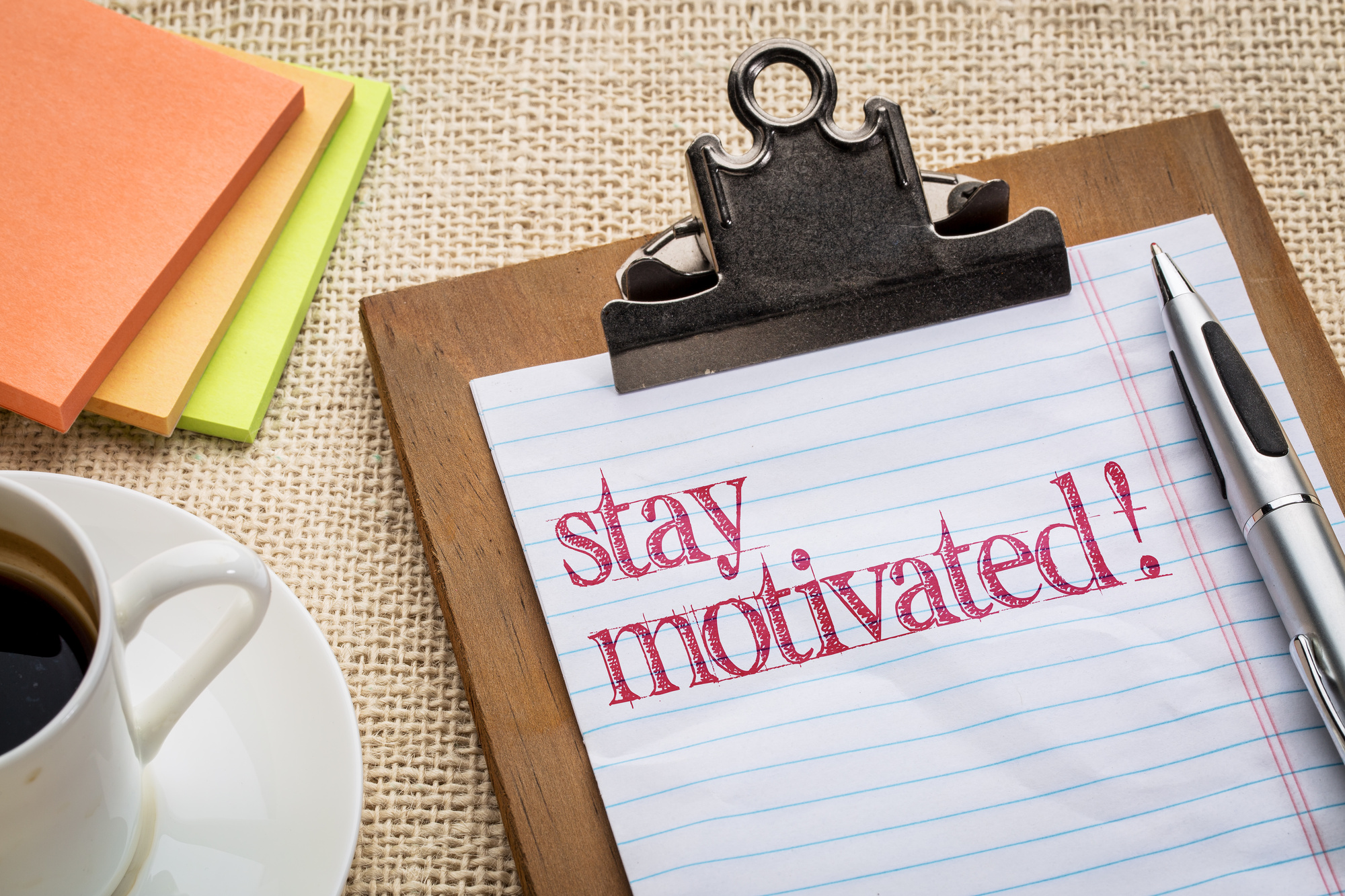 Stay motivated text on clipboard
