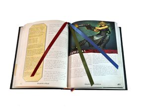 hardcover print with ribbons